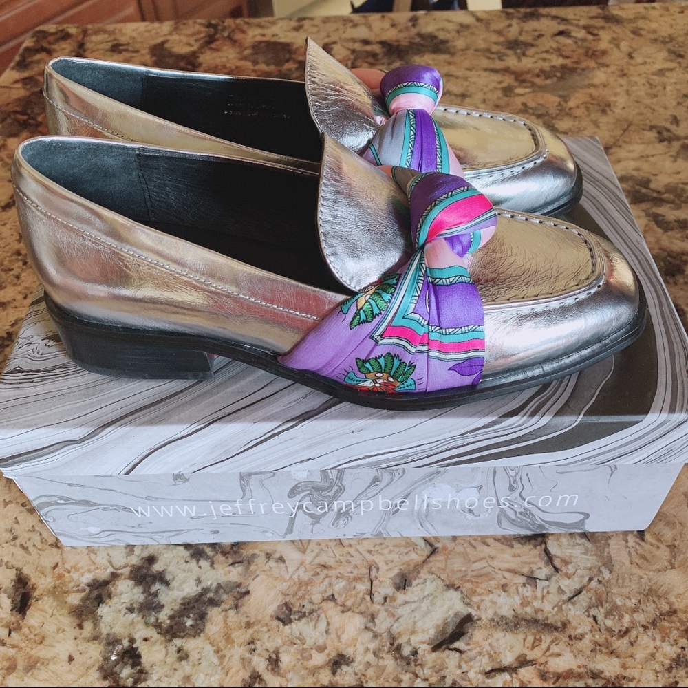 NWB Jeffrey Campbell Silver Loafers sz 7.5